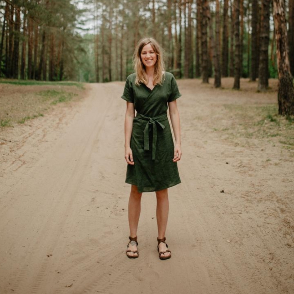 100% linen wrap dress